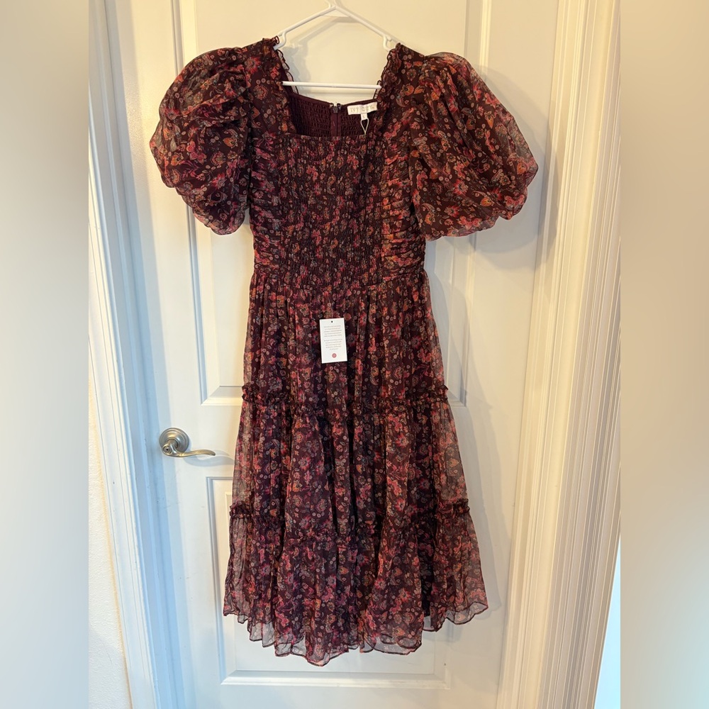 Ivy City Co Burgundy Floral Long Sleeve Dress - Picture 3 of 8